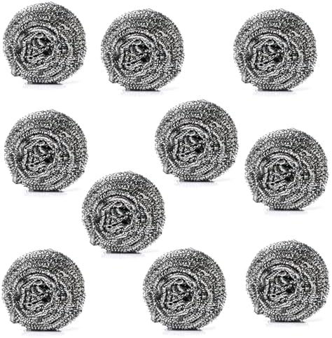 10 Pack Stainless Steel Scourers by for Dishes, Pots, Pans, and Ovens. Easy scouring for Tough Kitchen Cleaning by Unknown