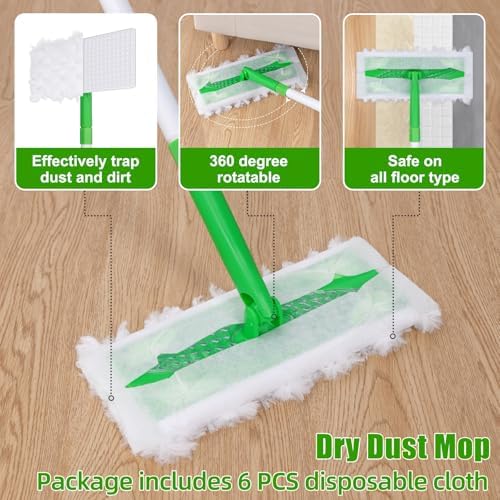 Baseboard Cleaner Tool with Handle, Extendable Long Handle Baseboard Floor Cleaning Tool Duster with Reusable Pads for Floorboard - Image 4