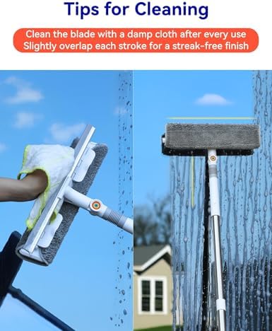 CTIME 80" Professional Window Squeegee Kit with Extension Pole, 5 Cloths - Image 6