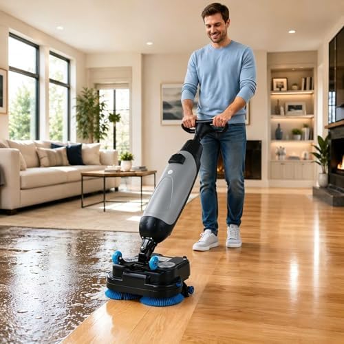 Floor Scrubber Machine 17",Commercial Electric Floor Scrubber And Floor Buffer Machine,Floor Polisher Machine With Brushes,Cordless Electric Spin Scrubber For Concrete,Tile Wood Floors gray by Unknown