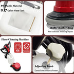 1500W Floor Buffer Polisher Machine 17" Floor Scrubber 154RPM Commercial Burnisher Buffer with 3.17 Gal Tank 110V - Image 3
