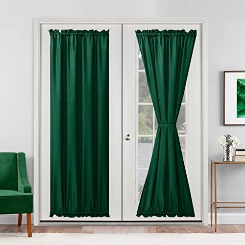 Hiasan French Door Curtains Privacy, Emerlad Green, 24W x 72L, 1 Panel by Hiasan