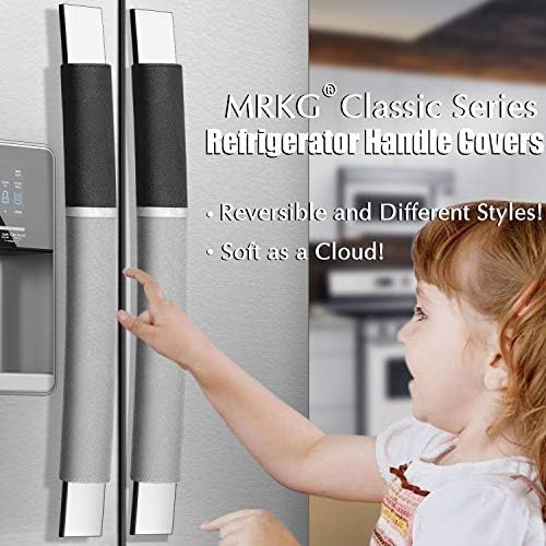MRKG Refrigerator Door Handle Covers, Set of 6, Keep Your Kitchen Appliance Clean from Smudges, Drips, Food Stains, Oil. Washable Without Fading or Cracking. (Black&Grey) - Image 3