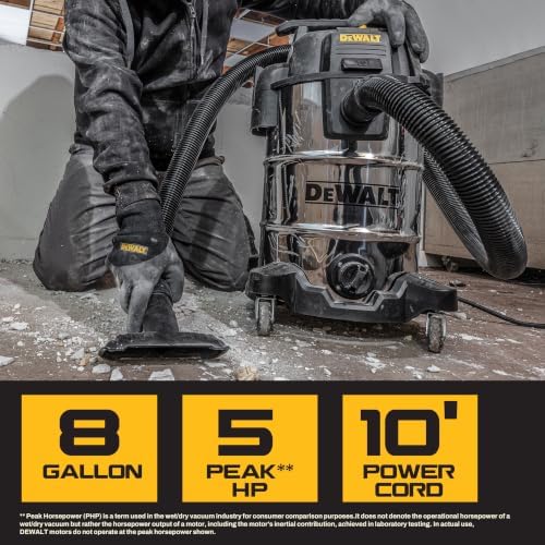 DEWALT DXV08S 8 Gallon 5 Peak HP Shop Vacuum Wet and Dry with Blower - Image 3