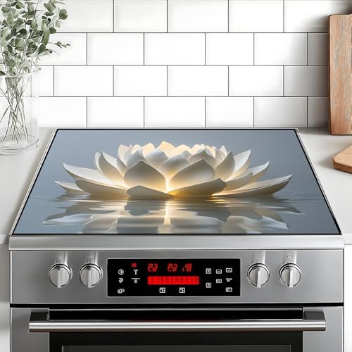 Stove Top Cover Retro Flower Gas Stove Top Cover for Home Decoration Kitchen Pad Non-Stick Washable Cooktop Covers Countertop Protector Keep Stove Clean 28"x20" (lotus) by BVBOX