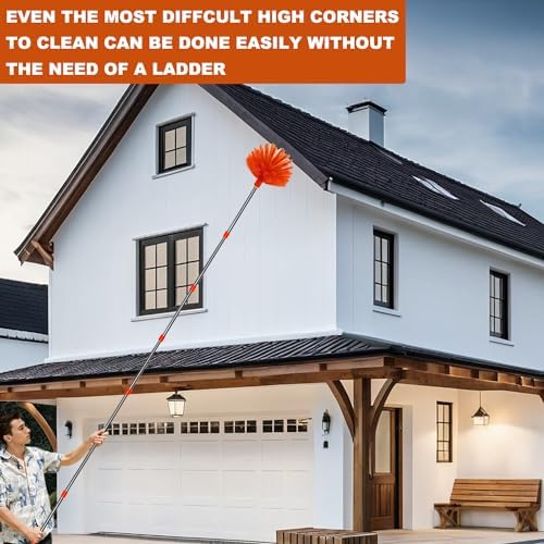 20 Feet High Reach Duster Kit with 2-14 ft Extension Pole, Cobweb & Corner Brush Cleaning Duster Kit for Cleaning, Microfiber Feather Duster Cleaner with Washable Head for Ceiling Fan, Furniture, Home - Image 6