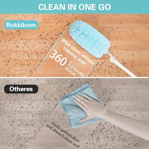 60 Count Heavy Duty Duster Refills for Swiffer, Multisurface 360° Larger Size Dusters with 4X Cleaning Power, Disposable Dusters for Pet, Cleaning Home, Blinds, Fans, Corners (60 pcs-Blue) - Image 3