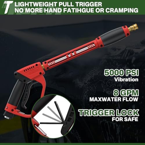 5000PSI Pressure Washer Hose and Gun, 3/8’’ Power Hose 100FT - Image 4