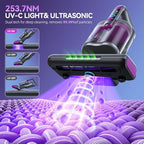 Mattress Vacuum Cleaner, 20KPa Suction, UV-C Light, 140°F Heated Air, 30000 RPM Brushroll, Ultrasonic Technology, HEPA Filter, 500W Corded Bed Vacuum for Mattress & Sofa - Image 3