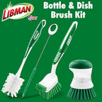 Libman Bottle & Dish Kitchen Brush Kit with Straw Cleaner, 4 Brush Styles - Image 2