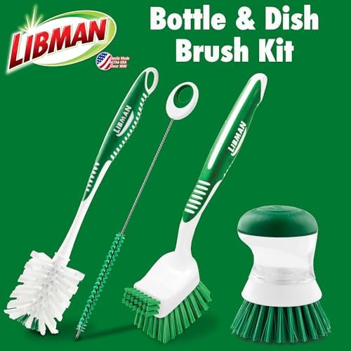 Libman Bottle & Dish Kitchen Brush Kit with Straw Cleaner, 4 Brush Styles - Image 2