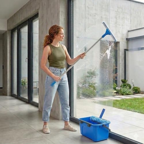Window Cleaning Kit with 3 Gallon Bucket, 14" Window Squeegee and Scrubber with Long Handle, Professional Window Washing Equipment Cleaner Tool Streak-Free for Home, RV, Commercial Use - Image 2