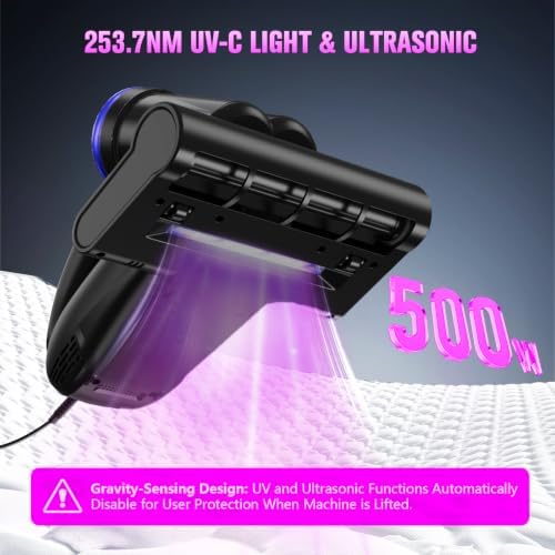 Bed Vacuum Cleaner Mattress Vacuum Cleaner,16Kpa Powerful Handheld Vacuums with UV-C Light & Double Dust Cup & High Heating & Ultrasonic & HEPA Filter for Bed Sofa(Corded,Midnight Purple) - Image 2