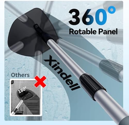 XINDELL Interior Windshield Cleaner Tool, Car Window Cleaning Kit with 4 Reusable Microfiber Pads, Extendable Handle & 360° Rotating Head, Safety Hammer, Streak-Free Auto Glass Wiper for Truck SUV RV - Image 2