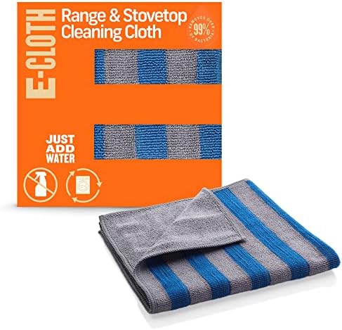 E-Cloth Range & Stovetop Cleaning Cloth, Reusable Premium Microfiber Cleaning Cloth, Ideal Oven & Glass Stove Top Cleaner, 100 Wash Guarantee, Blue & Gray, 1 Pack by E-Cloth