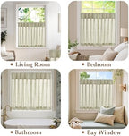jinchan Linen Pinch Pleated Back Tab Tier Curtains, 26x36, Beige - Image 6