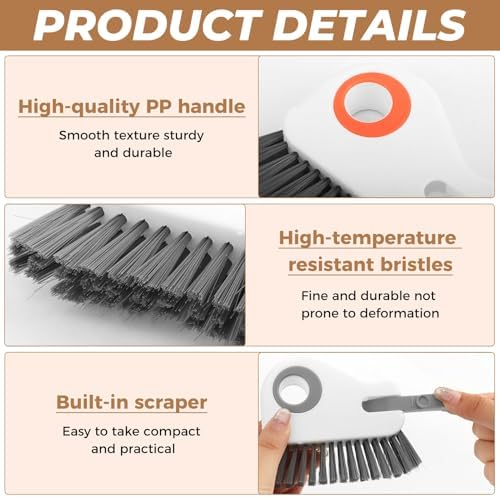 6Pcs Window Track Cleaner with Hard Bristle Brush & Scraper - Image 5
