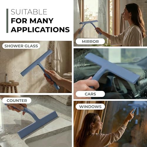 GÜTEWERK Silicone Shower Squeegee with 3-in-1 No-Drill Mount, Blue, 9'' - Image 6