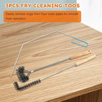 3 pcs Stainless Steel Fryer Cleaning Tools, Including L-Shaped Fryer Cleaning Brush Kitchen Fryer Cleanout Rod Long Handle Deep Fryer Basket Cleaning Brush Kitchen Restaurant Accessories - Image 2