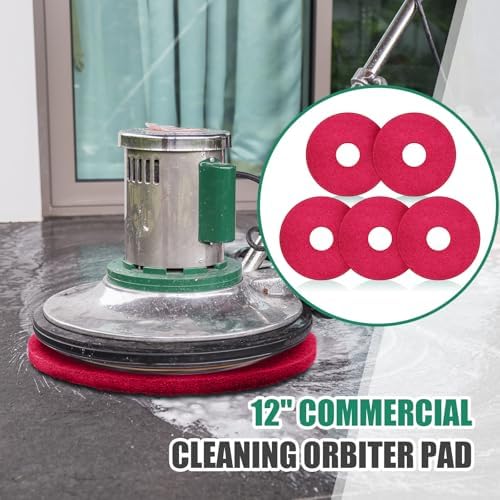 Teenyyou 10 Pcs 12" Cleaning Orbiter Pads Commercial Floor Buffer Pads Hardwood Floor Maintenance Scrubber Polisher Cleaning and Stripping for Orbiter Machine (Red) - Image 6
