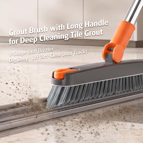 AIR U+ Heavy Duty Grout Scrub Brush with Long Handle & Hair Clip - Image 2