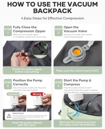 coofay Vacuum Backpack Travel with Pump Vacpack Travel Backpack with Vacuum System Compression Backpacks - Image 3
