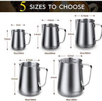 Milk Frothing Pitcher, 8.5oz/12oz/20oz/32oz/50oz/66oz Milk Frother Cup Stainless Steel, Espresso Accessories, Milk Steaming Pitchers Coffee Cappuccino Latte Art Barista Milk Jug Cup with Art Pen,12oz - Image 5