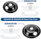 Black Stove Drip Pans and Stove Burner Replacement for Kenmore Frigiraire Stove Parts - Porcelain Stove Drip Pans 318067041 318067051 & MP22YA Electric Range Burner Element by Fetechmate - Image 2