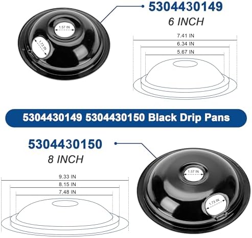 Black Stove Drip Pans and Stove Burner Replacement for Kenmore Frigiraire Stove Parts - Porcelain Stove Drip Pans 318067041 318067051 & MP22YA Electric Range Burner Element by Fetechmate - Image 2