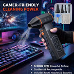 170000RPM Electric Air Duster Rechargeable Cordless Cleaner for Gaming Setup Keyboard PC Console Repair Tool with Multi Nozzles Compressed Air Alternative - Image 2
