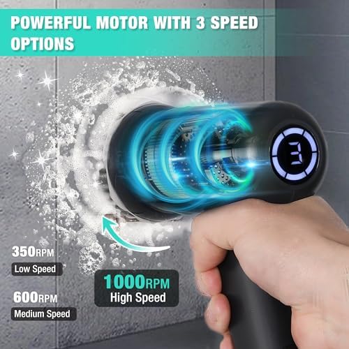 HAUSHOF Cordless Spin Scrubber with 8 Replaceable Heads & 3 Speeds - Image 2