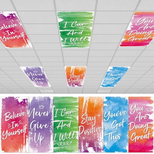 6Pcs Classroom Inspirational Fluorescent Light Covers2x4 FT Watercolor by Hallswl