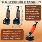 17" Commercial Floor Buffer Scrubber Machine, Battery-Powered Double Brush Disc Multi-Functional, 360°Rotation, 10700 sqft/h, 350 RPM, 1.5-Gal Tank - Image 3