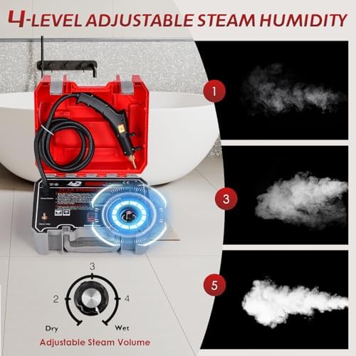 1500W Handheld Steamer for Cleaning, High-Pressure Steam Cleaner, Quick 15s Heat-Up, 212℉ Powerful Steam for Grout, Tile, Home, Auto, Car Detailing, Kitchen, Bathroom Cleaning - 110V, Red - Image 4