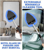 Car Windshield Cleaner Tool with Reusable Pads Extendable Handle(Blue) - Image 5