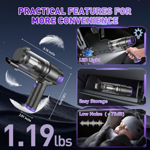 KMM Handheld Car Vacuum Cleaner, 16000PA Hand Held Vacuum & Air Duster - Image 7