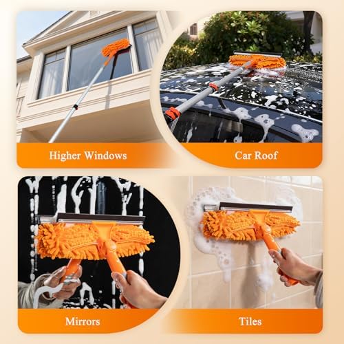 20ft High Reach Window Squeegee with 12ft Heavy-Duty Extension Pole - Image 5