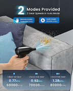 iDOO Compressed Air Duster, Cordless Electric Canned Duster, Portable Vacuum, 3 Gear Mini Portable Jet Dry Air Blower, for Gaming Pc, Keyboard, Car Cleaning, Outdoors-Dust Blowing & Vacuuming(Black) - Image 3