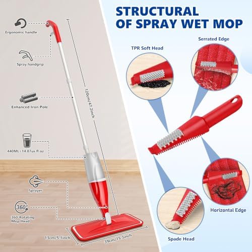 Spray Mops for Floor Cleaning: Wet Dry Mop Hardwood Floor Mops Refillable - Image 2