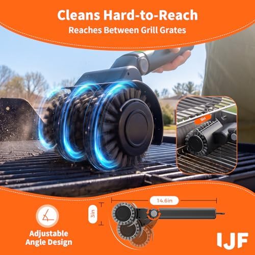 Electric Grill Cleaner 3-in-1 Kit, Cordless BBQ Grill Cleaner with Adjustable Angle, High Torque Motor, 3-Speed Rotating Grill Cleaning Brush for Burnt-On Grease & Grill Grates, Rechargeable - Image 2