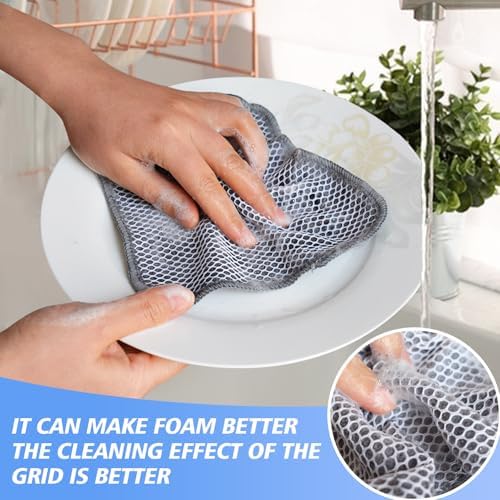 KinHwa Dish Cloths for Washing Dishes with Scrub Side, Microfiber Dish Rags - Image 2