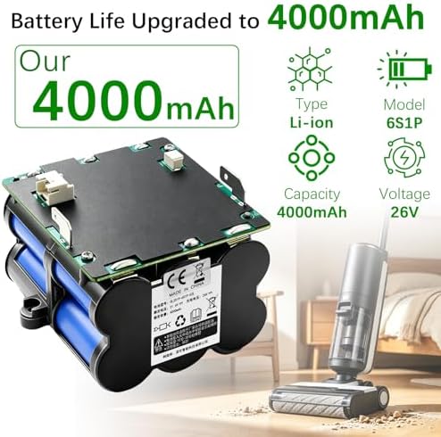 4000mAh Battery Replacement for Tineco S5 PRO 2 Floor ONE S5 iFloor S5 Breeze Wet and Dry Vacuum Cleaner 21.6V - Image 2