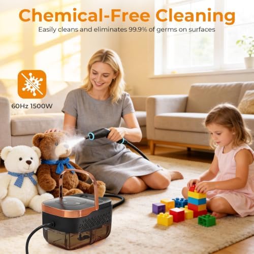 BEAMNOVA 1.25L Steam Cleaner, Handheld Pressurized Car Steamer, Rose Gold - Image 4