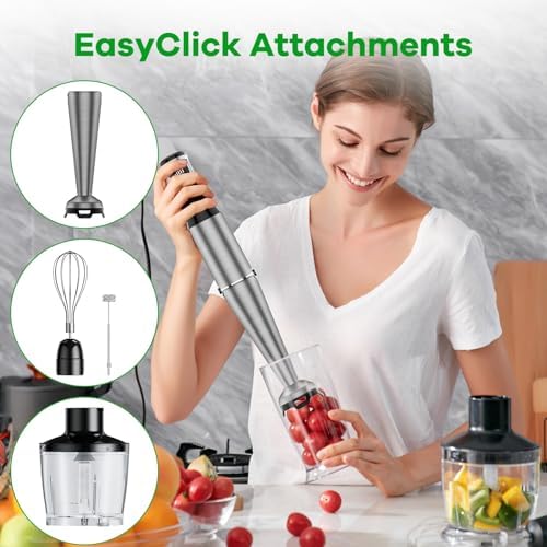 Turelar Immersion Blender Handheld Corded, 1100W 5 in 1 Hand Blender Set - Image 4