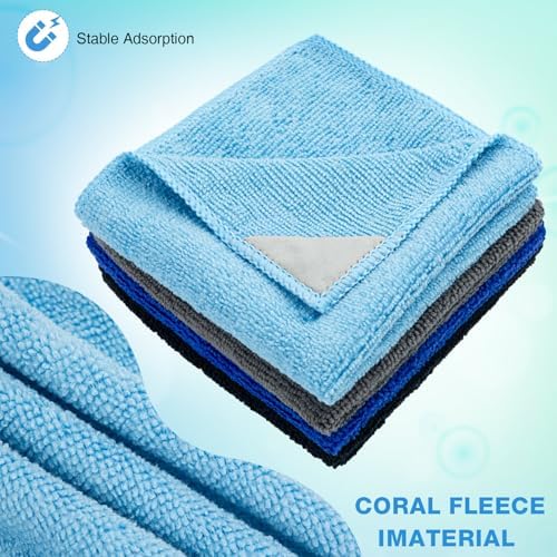 Magnetic Microfiber Cleaning Cloth, Blue, Grey, Black, 10 x 10 Inch, 8 Pcs - Image 4
