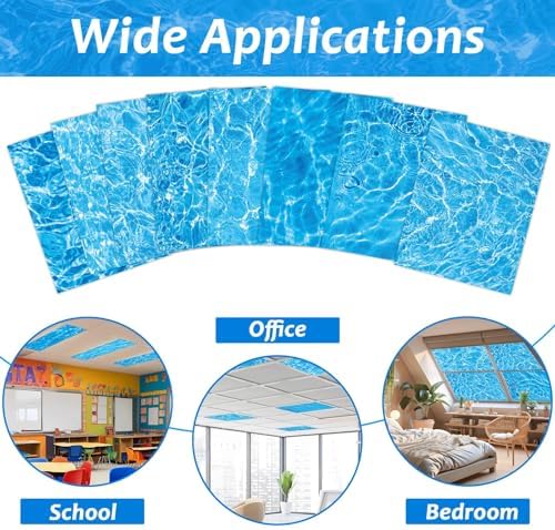8 Pcs Fluorescent Light Covers with 80 Magnets Decorative for Classroom Ceiling Light 4 x 2 Feet Magnetic Light Covers Filter Easy Install for Office Hospitals & Home Drop Ceiling Supplies(Ripples ) - Image 4