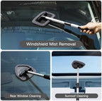 Qydipclin 10pcs Windshield Cleaner Tool, Car Window Cleaning Wash Kit with 4 Reusable Microfiber Pads 1 Spray Bottle and Extendable Handle Auto Glass Wiper Kit, Gray - Image 2