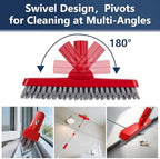 2 Pack Grout Brush with Long Handle, Swivel Cleaning Grout Line Scrubber - Extendable Durable Handle Grout Cleaner Brush for Bathroom,Tile,Baseboard,Walk in Shower,Corner & Narrow Space (Red) - Image 4