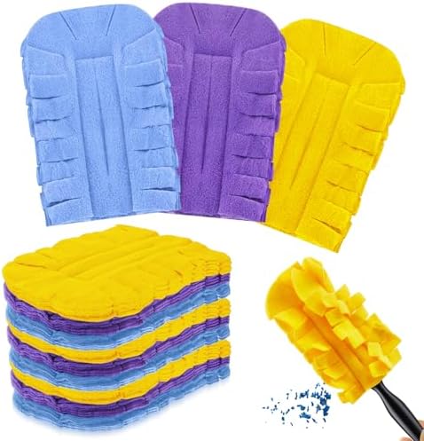 12 Pcs Reusable Duster Refills Washable Pads, Purple, Light Blue, Yellow by Zubebe