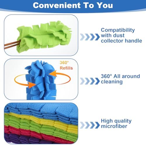 20 Pcs Reusable Duster Refills, 360° Fleece Cleaning Pads for Ceiling Fans, Blinds & Furniture (Blue, Pink, Yellow, Green, Purple, 7.3 x 4.7 Inches) - Image 3